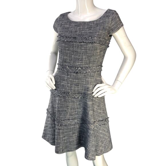 Charlotte Brody New York Womens Size 4 Dress Tweed A Line Sheath Blue White - Picture 1 of 13